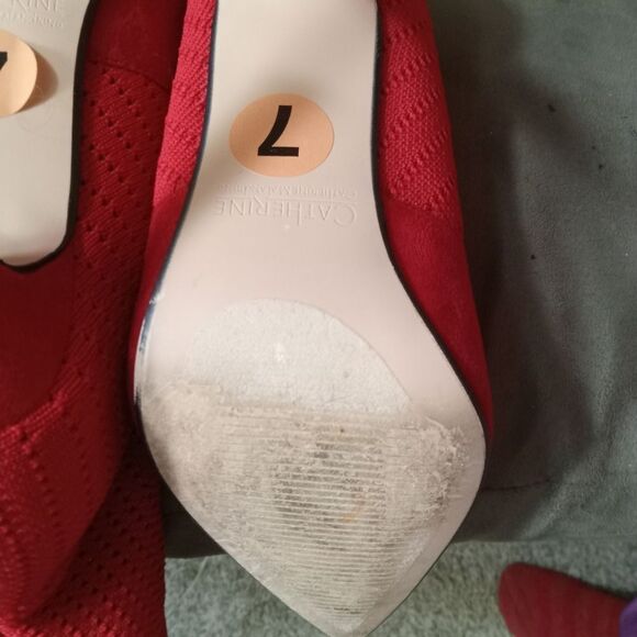 Vibrant Red Knit 4" stiletto fashion boots. - Picture 6 of 6